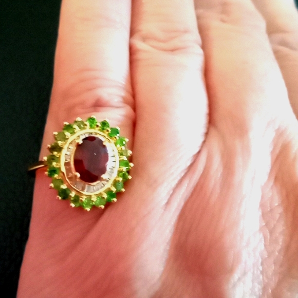 D'Joy Jewelry - BRAZILIAN CHERRY CITRINE, DIAMOND AND DIOPSIDE RING